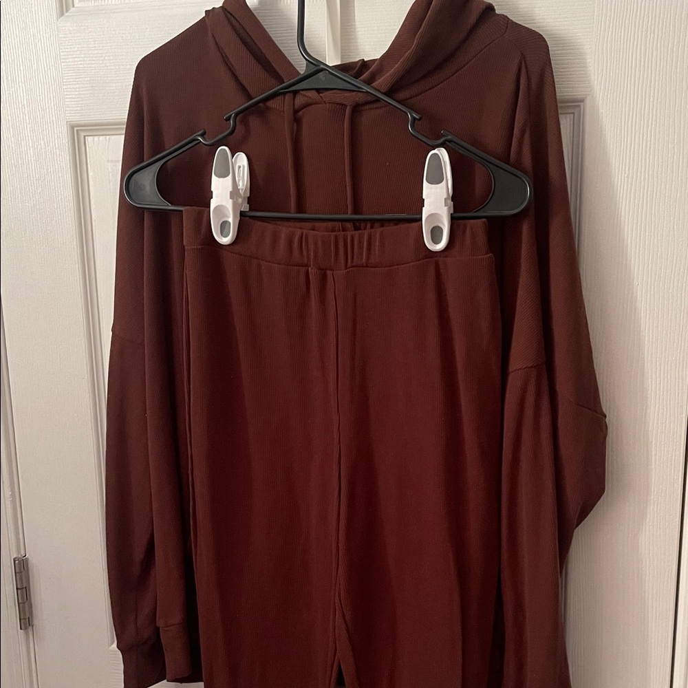 Brown Hoodie and Legging Set